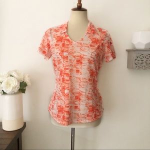 Adidas patterned collared golf shirt orange small new with tags